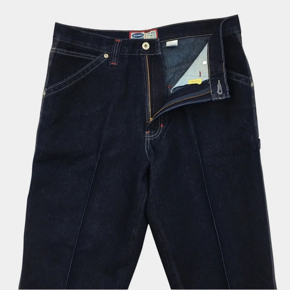 VINTAGE Old Navy Mens Y2K Painter Pants Dark Wash Indigo Carpenter Jeans 34x34